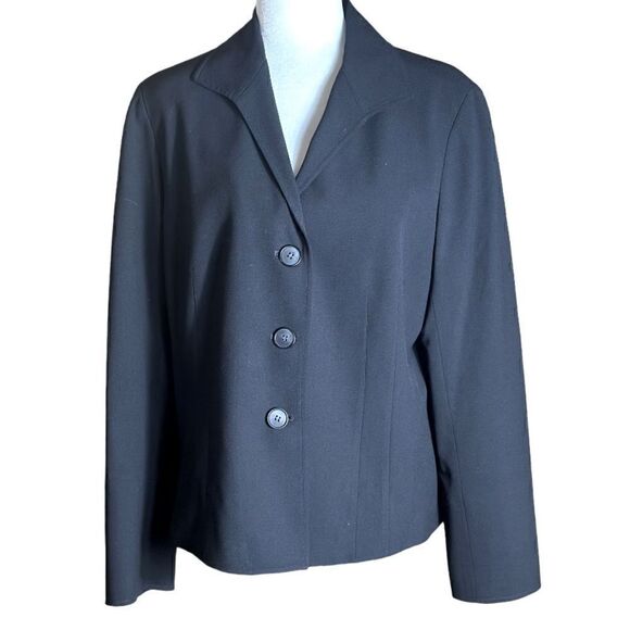 Lafayette 148 Black Button Front Blazer / Suit Jacket Virgin Wool Size 12 - Picture 10 of 10